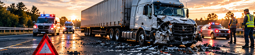 Commercial truck collision scene illustrating fleet accident prevention and unsafe driver behavior