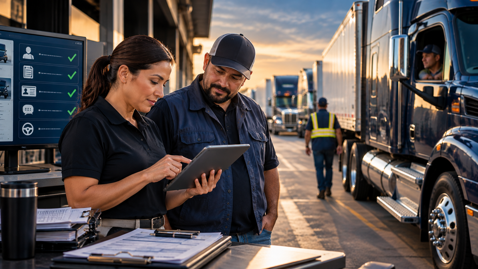 ELP assessment for truck drivers reviewing highway traffic signs and signals